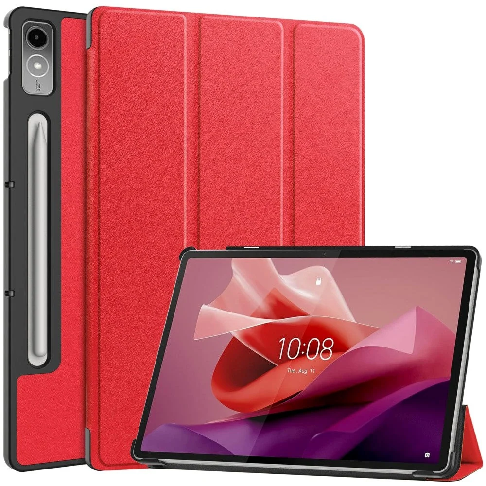 Lenovo Tab P12 Magnetisk Tri-Fold Skinn Deksel m. Stativfunksjon – Rød v:6742731 Lenovo Tab P12 Magnetisk Tri-Fold Skinn Deksel m. Stativfunksjon – Rød v:6742731