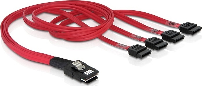 DeLOCK multilane SAS-kabel SFF8087 till 4xSATA 7-pin, 50 cm (83057) v:6165893