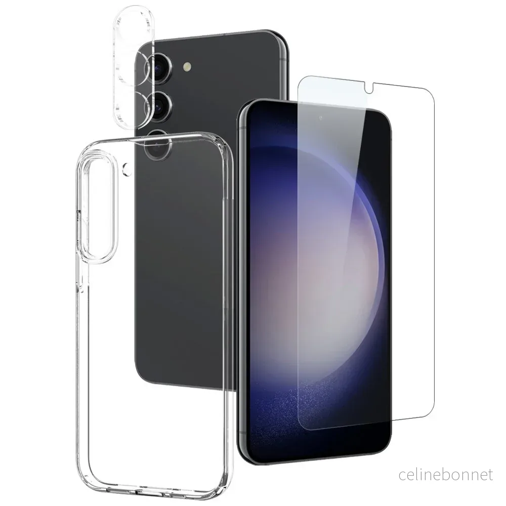 NORTHJO Samsung Galaxy S23 | 3-i-1 360° Beskyttelsessett med Deksel | v:8437050