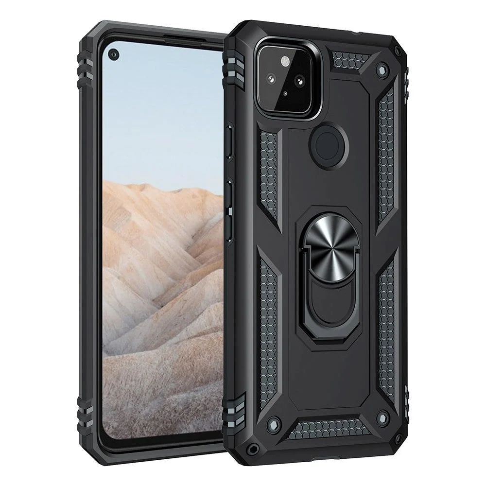 Google Pixel 5a Håndverker Bakdeksel med Magnetisk Stativ - Svart v:2753484