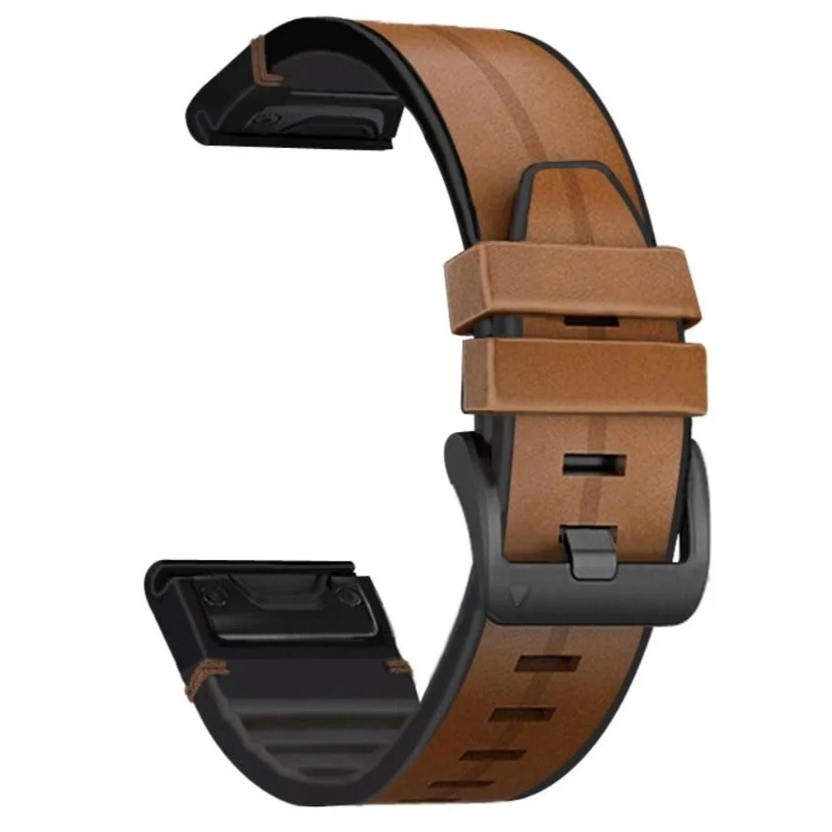 Universal Garmin 22mm QuickFit Kunst Skinn- og Silikonrem – Lysebrun v:1520771