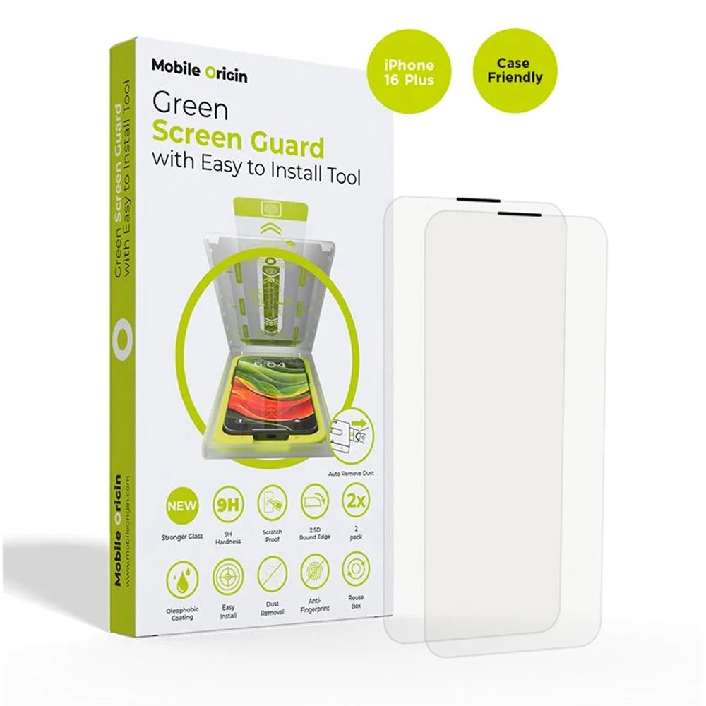 Mobile Origin Skjermbeskytter - Herdet Glass - 2-stk. - iPhone 16 Plus v:167687