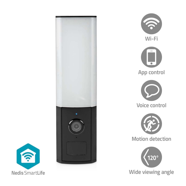 Nedis SmartLife Utendørs kamera | Omgivelseslys | Full HD 1080p | IP65 | Cloud Storage (valgfritt) / microSD (ikke inkludert) / Onvif | 100 – 240 V AC | Bevegelsessensor | Nattsyn | Sort v:8193463