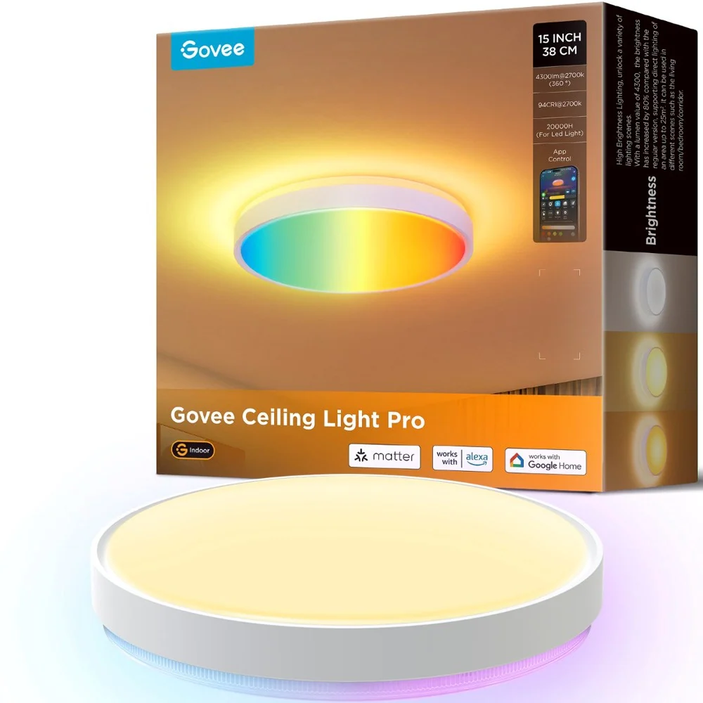 Govee Round Smart Ceiling Light – 15" – Hvit v:4541509