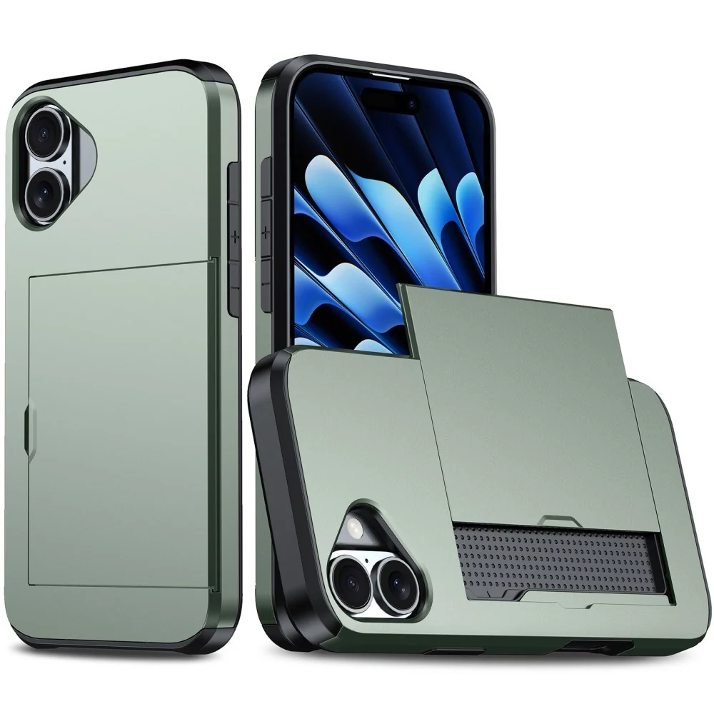EIDERWOOD iPhone 16 Drop Proof Deksel m. Lommebok - Grønn v:3080832