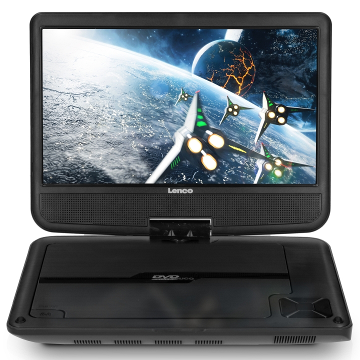 Lenco 9 tommers bærbar DVD ny design med brakett Svart v:2428603 Lenco 9 tommers bærbar DVD ny design med brakett Svart v:2428603