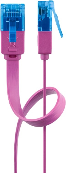 Goobay CAT 6A flat patchkabel, U/UTP, magenta kobberleder (CU), 2 m v:3888675
