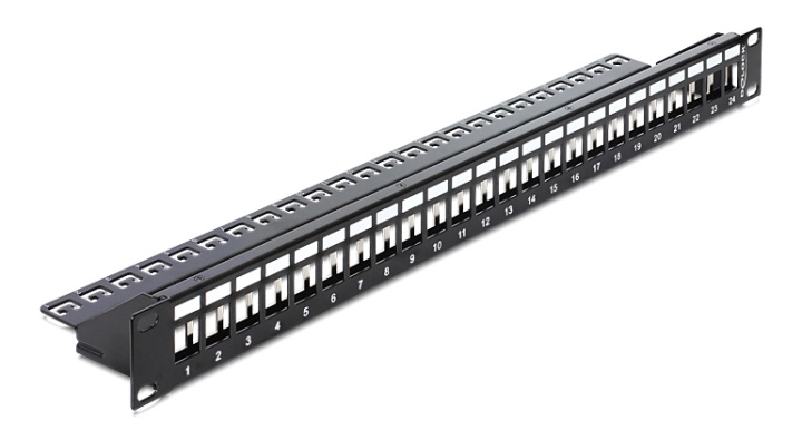 Delock 19 Keystone patchpanel med 24 porter, svart v:5145332