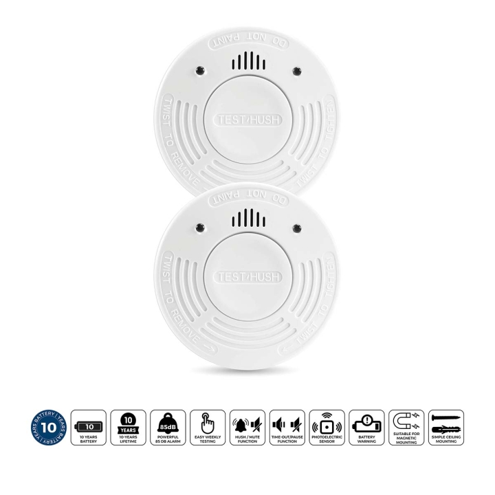 Alecto Røykvarsler med 10 års batteri- og sensortid 2-pk Hvit v:2388465 Alecto Røykvarsler med 10 års batteri- og sensortid 2-pk Hvit v:2388465