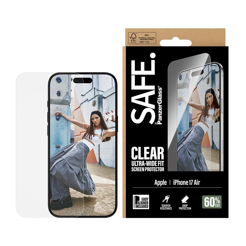 SAFE by PanzerGlass iPhone Air Ultra-Wide Fit Skjermbeskyttelsesglass v:9724317