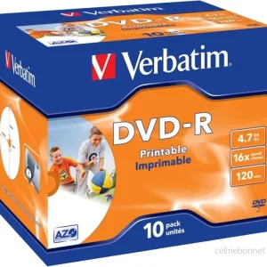 Verbatim DVD-R, 16x, 4,7 GB/120 min, 10-pk. jewel case, matt utskrivbar (43521) v:5385588
