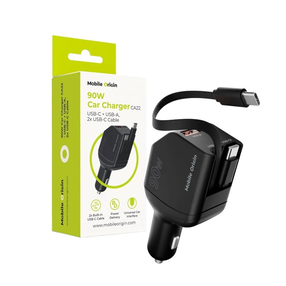4-i-1 Billader 90W Mobile Origin med USB-C + USB-A og 2x Uttrekkbar US v:2851515 4-i-1 Billader 90W Mobile Origin med USB-C + USB-A og 2x Uttrekkbar US v:2851515