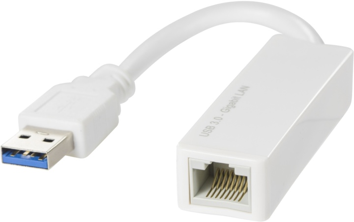 DELTACO USB 3.0 nettverksadapter, gigabit, 1xRJ45, hvit v:2980982