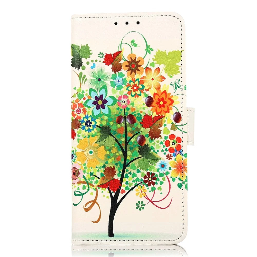 iPhone 15 Pro Skinn Deksel med Lommebok - Frukttre v:2175046