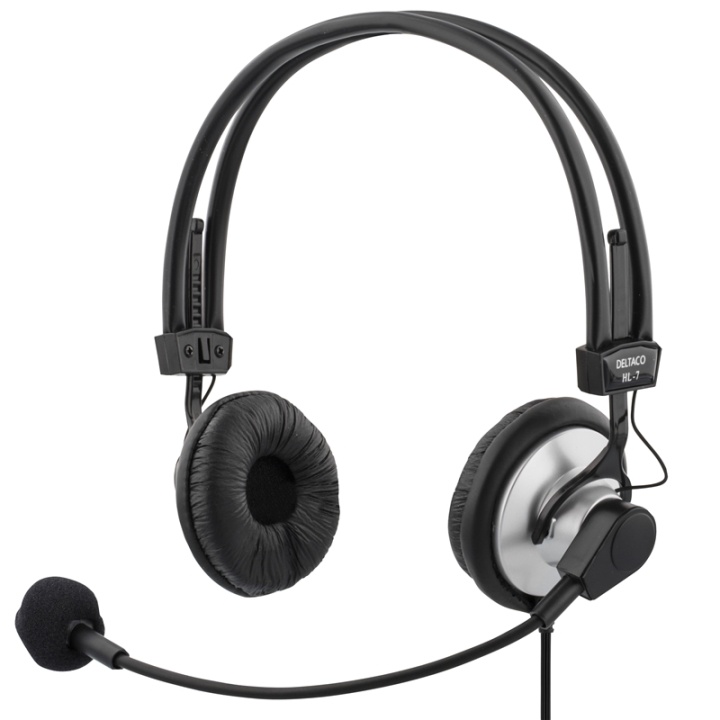 DELTACO headset med mikrofon og volumkontroll 2,m kabel,svart v:2240997 DELTACO headset med mikrofon og volumkontroll 2,m kabel,svart v:2240997