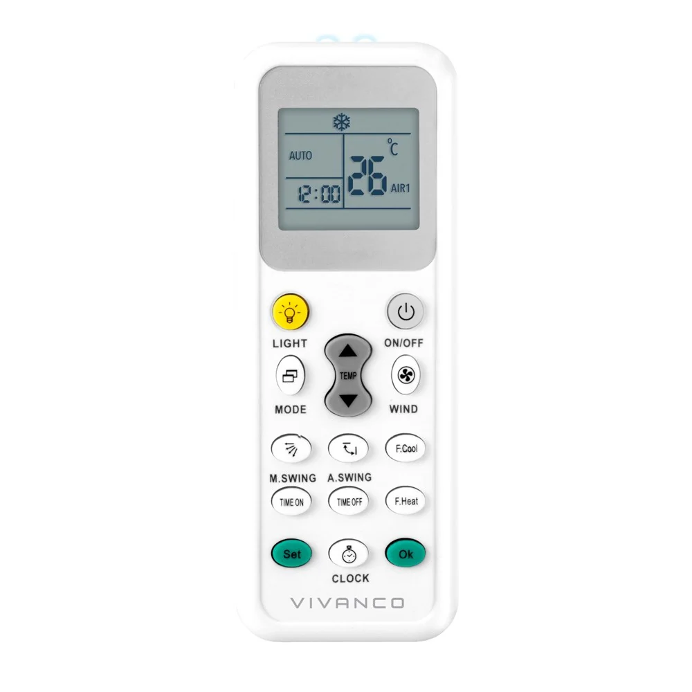 Vivanco Universal Fjernkontroll for Klimaanlegg med LCD-Skjerm - Hvit v:9270364