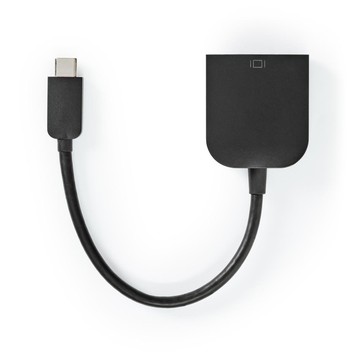 Nedis USB-C™ Adapter | USB 3.2 Gen 1 | USB-C™ Hann | VGA Hun 15p | 1920×1200 | 5 Gbps | 0.20 m | Rund | Nikkel belagt | PVC | Sort | Plastpose v:9854312