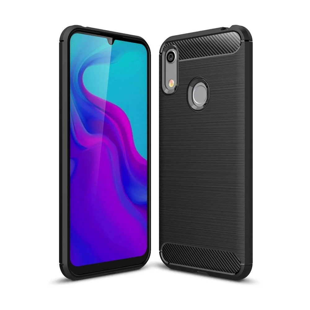 Huawei Y6 (2019) Brushed Carbon Fiber TPU Plast Deksel Svart v:4437317