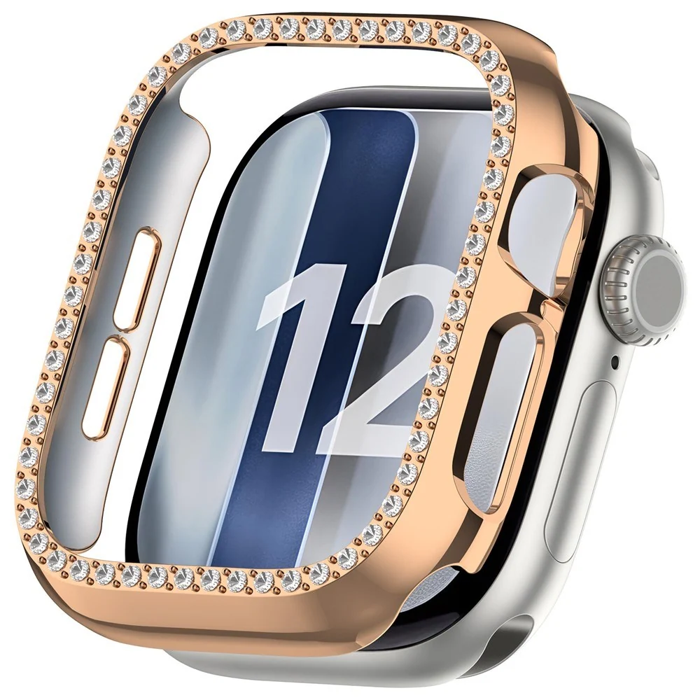 Apple Watch Series 12 (42mm) Hardt Plast Deksel - Rose Gold & Rhinsten v:4074586