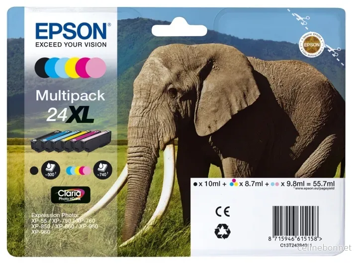 Epson Elephant Multipack 6-fargers 24XL Claria Photo HD-blekk v:6567139