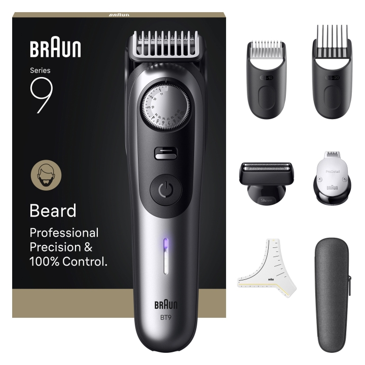 Braun Skjeggtrimmer Series 9, +7 Barbering Tools, BT9520 - Satin Chrome v:7471629