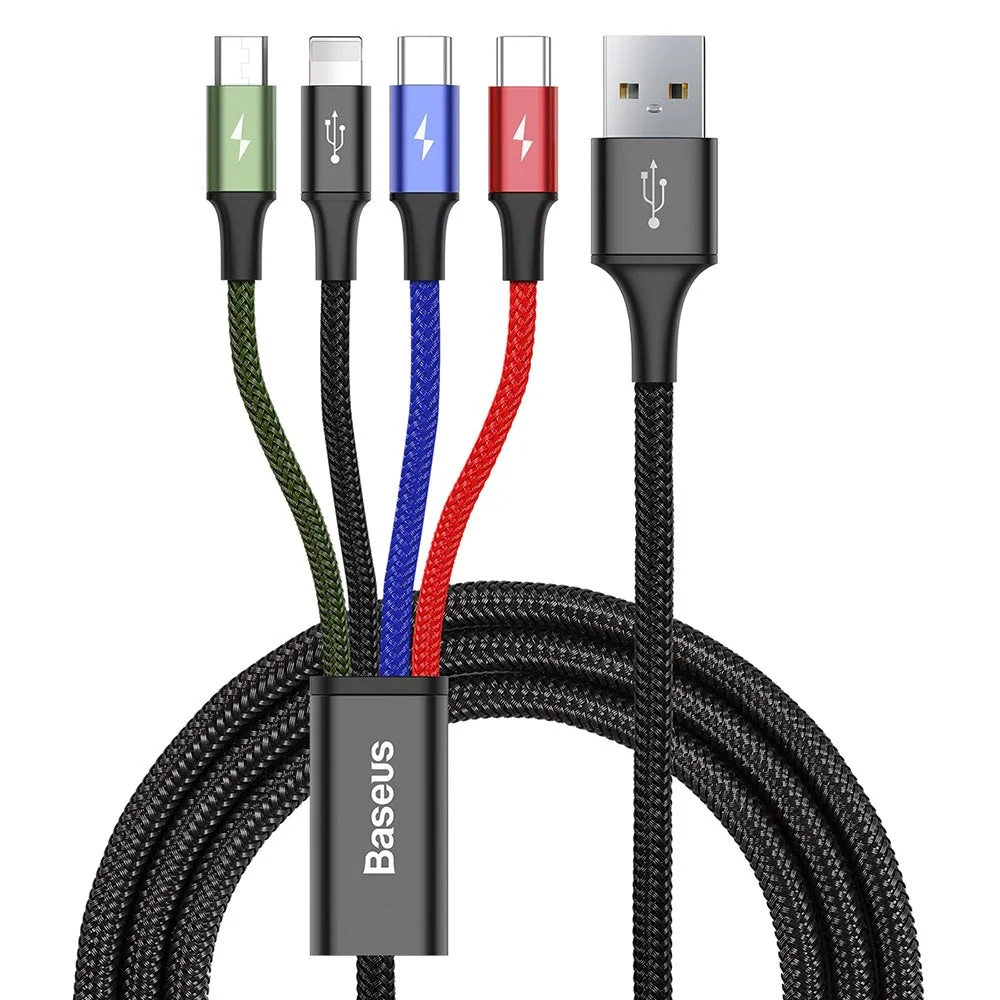Baseus Rapid Series 4-i-1 USB-C (2 stk) / Lightning / Micro USB 3.5A K v:6042463 Baseus Rapid Series 4-i-1 USB-C (2 stk) / Lightning / Micro USB 3.5A K v:6042463