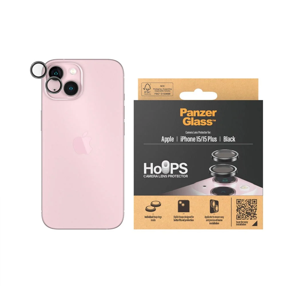 iPhone 15 / 15 Plus PanzerGlass Hoops – Kamerabeskyttelse – Gjennomsik v:3982432 iPhone 15 / 15 Plus PanzerGlass Hoops – Kamerabeskyttelse – Gjennomsik v:3982432