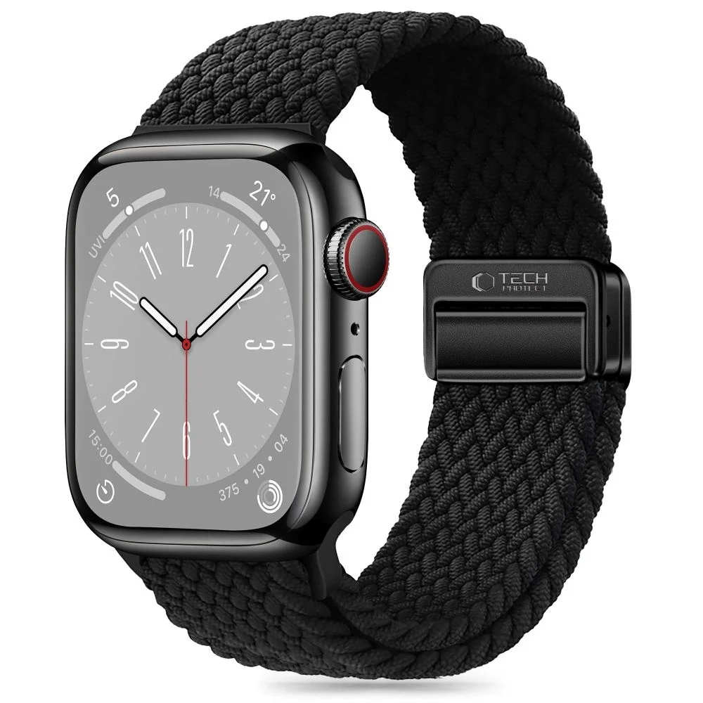 Apple Watch (42/44/SE/45/46/49mm) Tech-Protect Nylon Stropp - Svart v:8482115