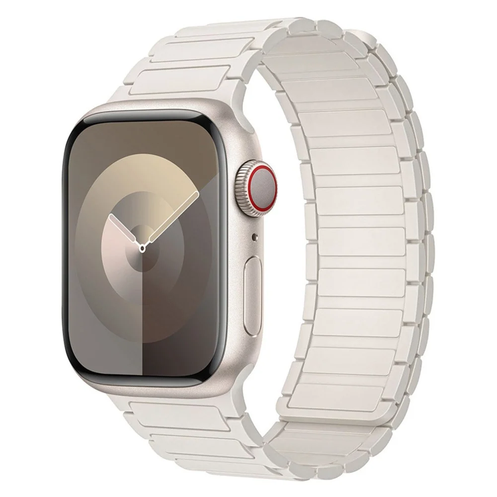 Apple Watch (38/40/41/42 mm) Lippa Magnetisk Silikonreim – Hvit v:5119544