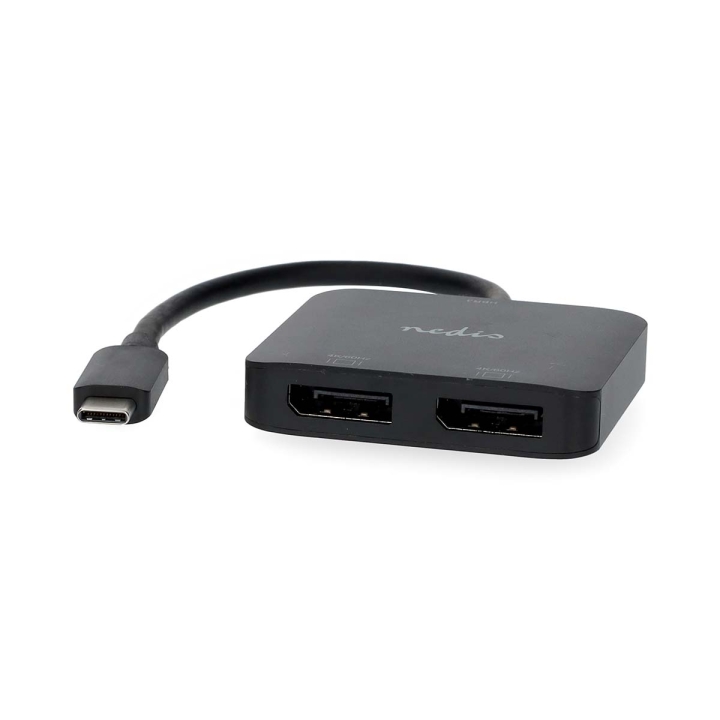 Nedis USB-C™ Adapter | USB 3.2 Gen 1 | USB-C™ Hann | 2x Displayport Female | 4K@60Hz | 0.20 m | Rund | Nikkel belagt | PVC | Sort | Boks v:9464488 Nedis USB-C™ Adapter | USB 3.2 Gen 1 | USB-C™ Hann | 2x Displayport Female | 4K@60Hz | 0.20 m | Rund | Nikkel belagt | PVC | Sort | Boks v:9464488